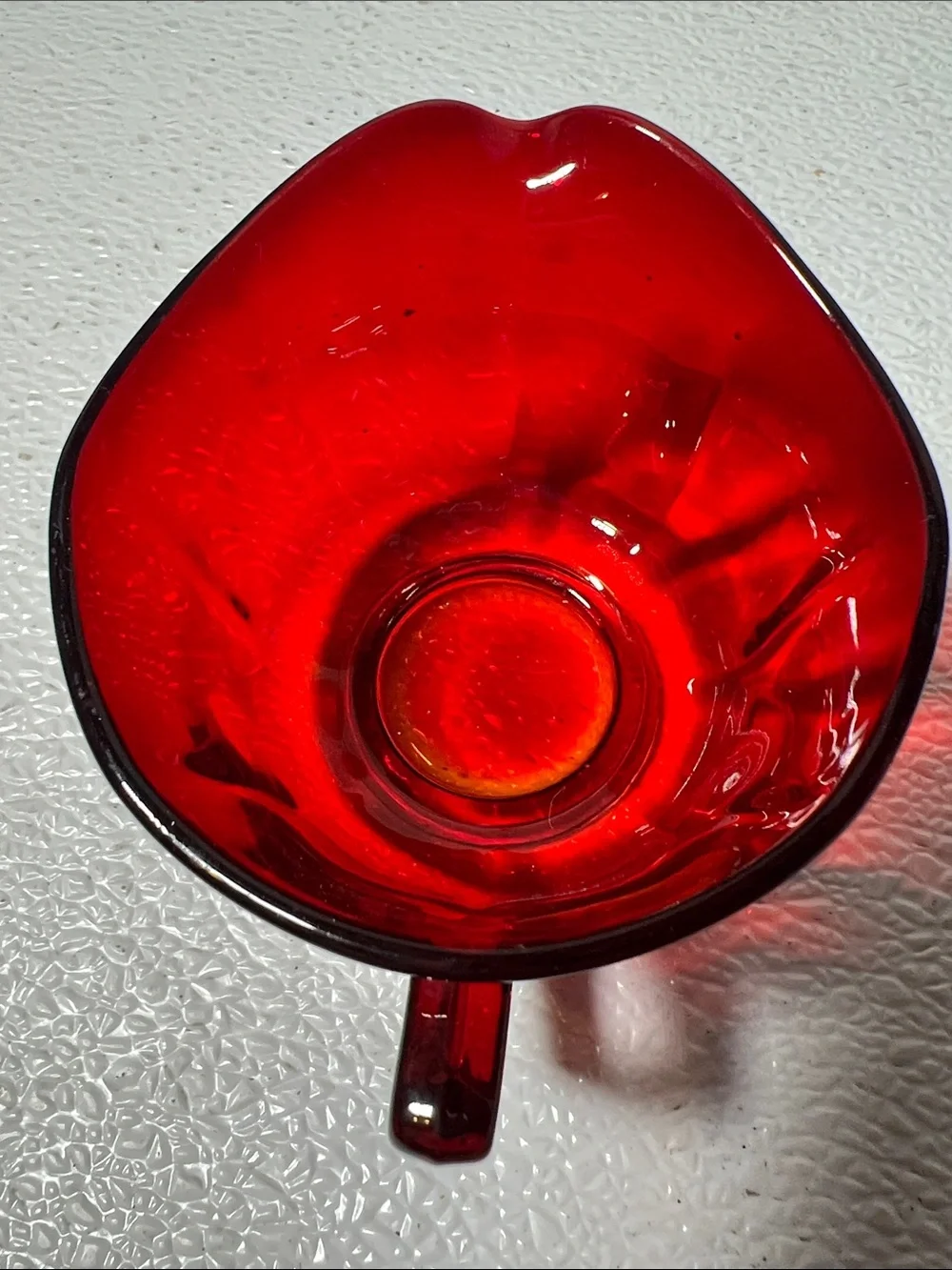 Vintage Ruby Red Glass Creamer and Sugar Set